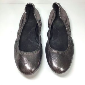 Calvin Klein Metallic Gunmetal Crackle Ballet Flats size 8.5